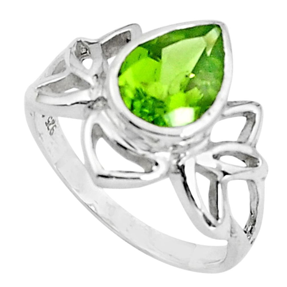 2.94cts natural green peridot 925 silver solitaire ring jewelry size 7 p83055