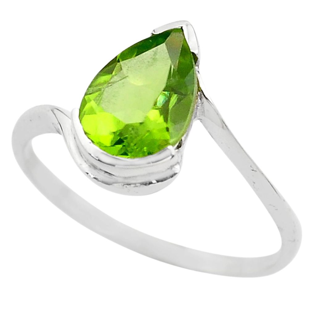 2.73cts natural green peridot 925 silver solitaire ring jewelry size 8.5 p83576