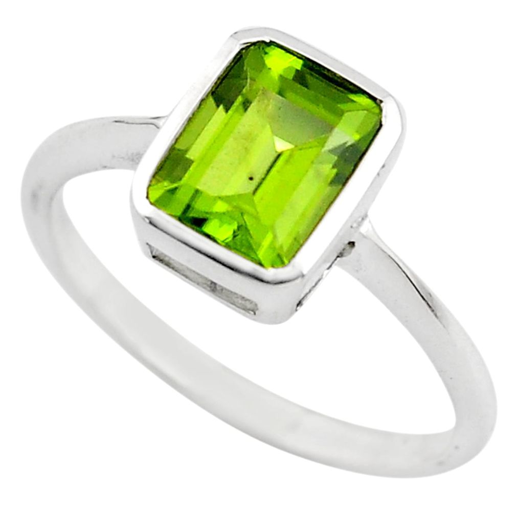 2.27cts natural green peridot 925 silver solitaire ring jewelry size 6.5 p83595