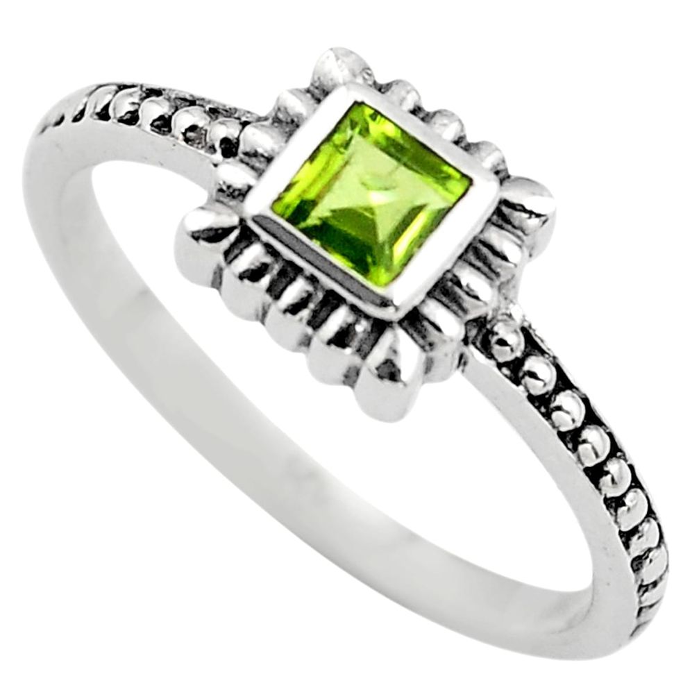 0.42cts natural green peridot 925 silver solitaire ring jewelry size 8.5 p83607