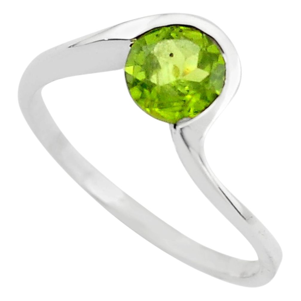 1.32cts natural green peridot 925 silver solitaire ring jewelry size 5.5 p83666