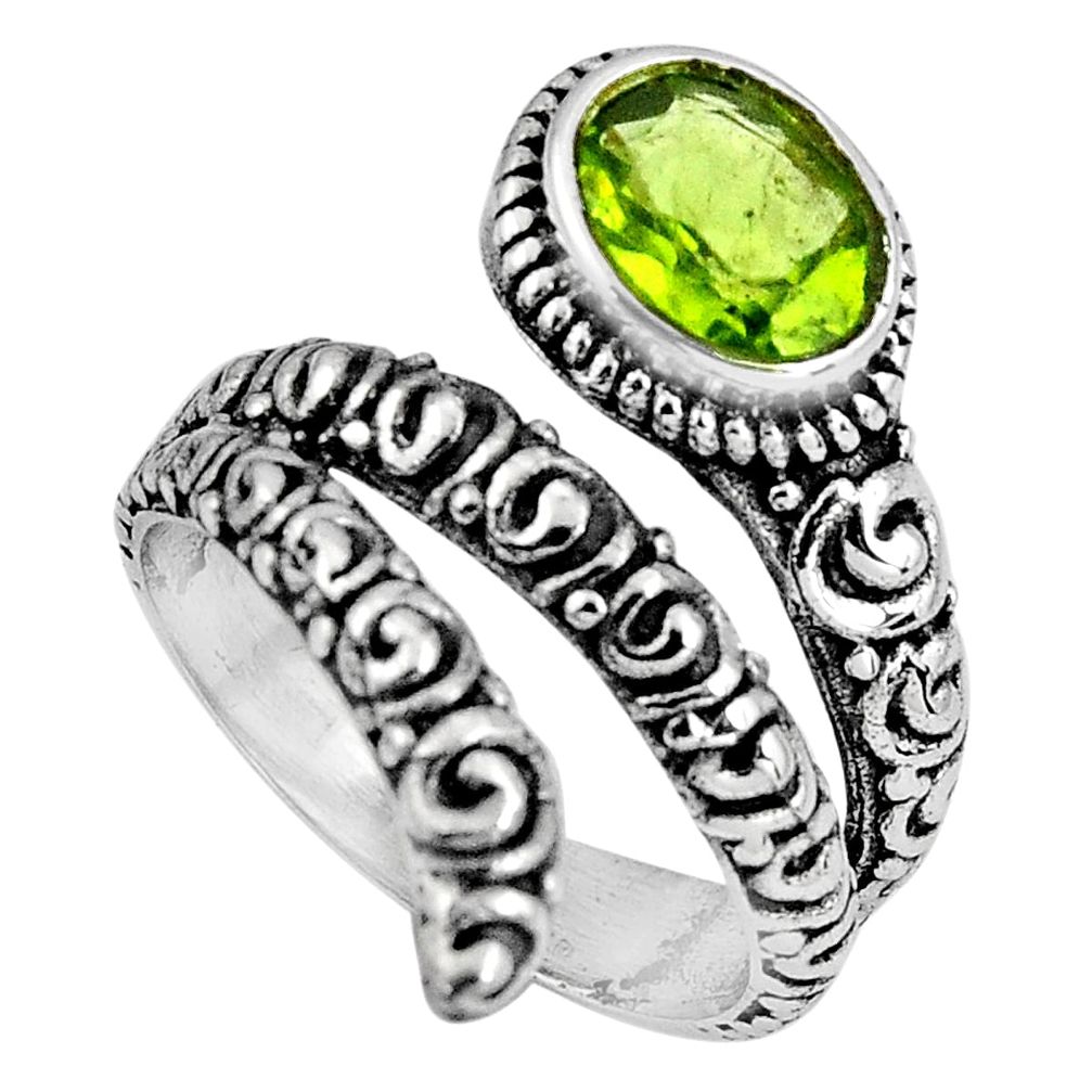 2.01cts natural green peridot 925 silver solitaire ring jewelry size 8.5 p89578