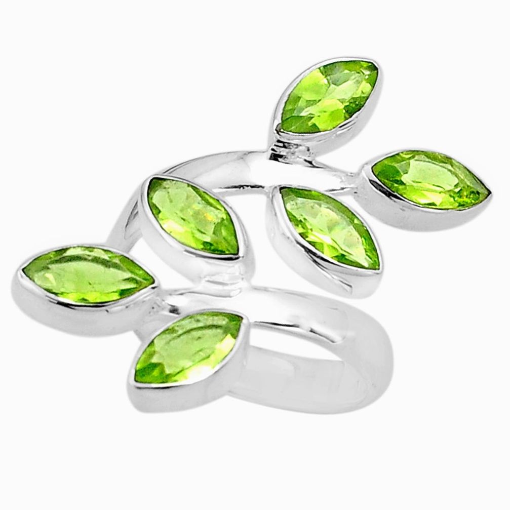 12.71cts natural green peridot 925 sterling silver adjustable ring size 6 p77697