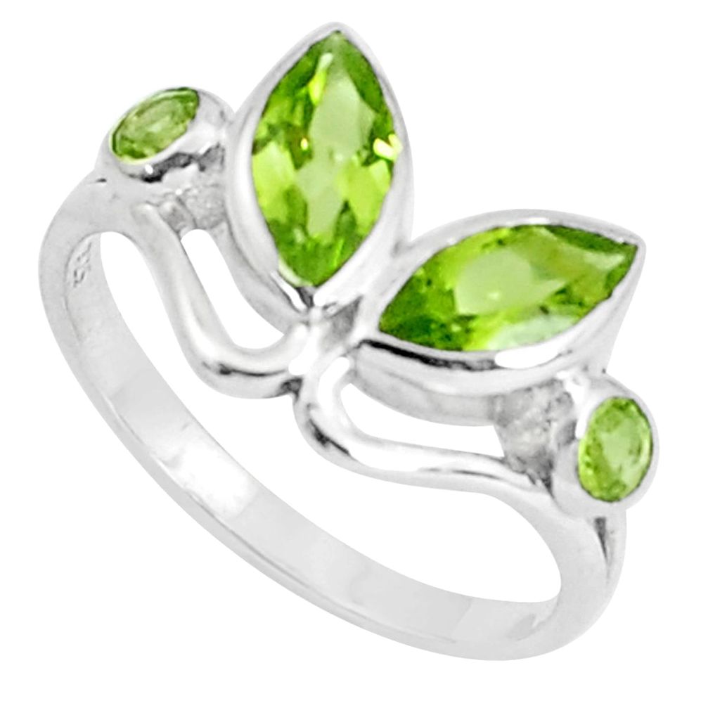 4.34cts natural green peridot 925 sterling silver ring jewelry size 8 p37268