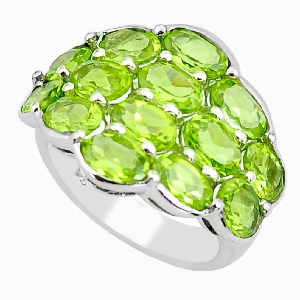 14.41cts natural green peridot 925 sterling silver ring jewelry size 7.5 p62235