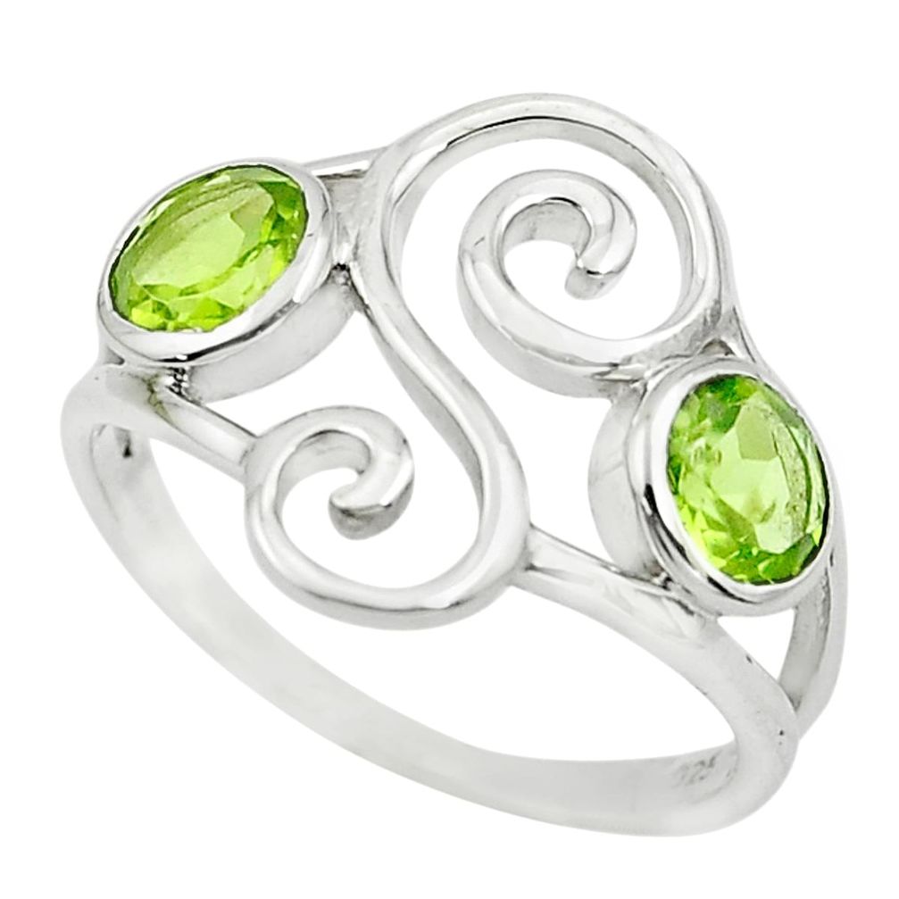 2.09cts natural green peridot 925 sterling silver ring jewelry size 7.5 p62597