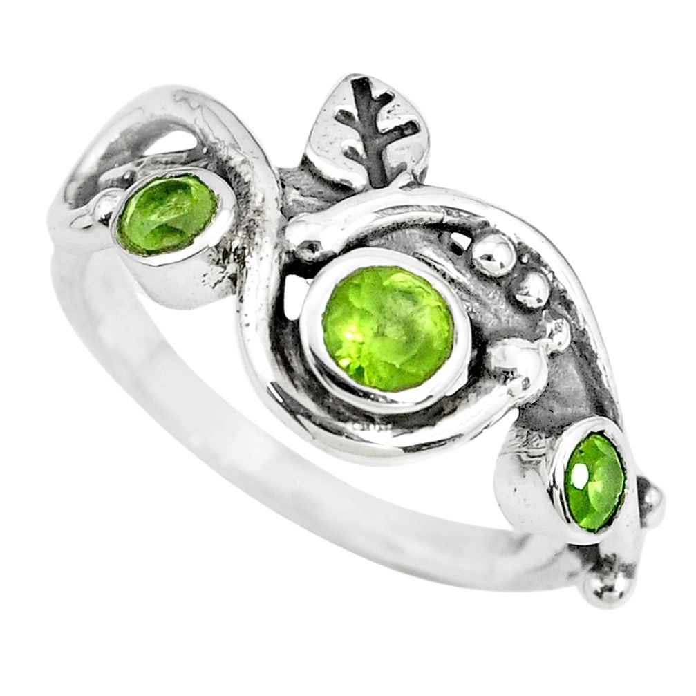 1.47cts natural green peridot 925 sterling silver ring jewelry size 9 p69793