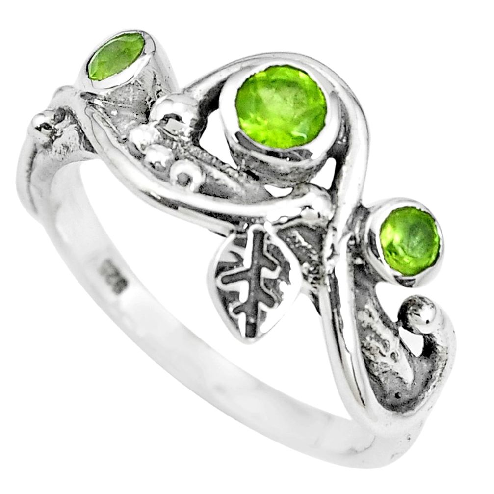 1.51cts natural green peridot 925 sterling silver ring jewelry size 9 p69795