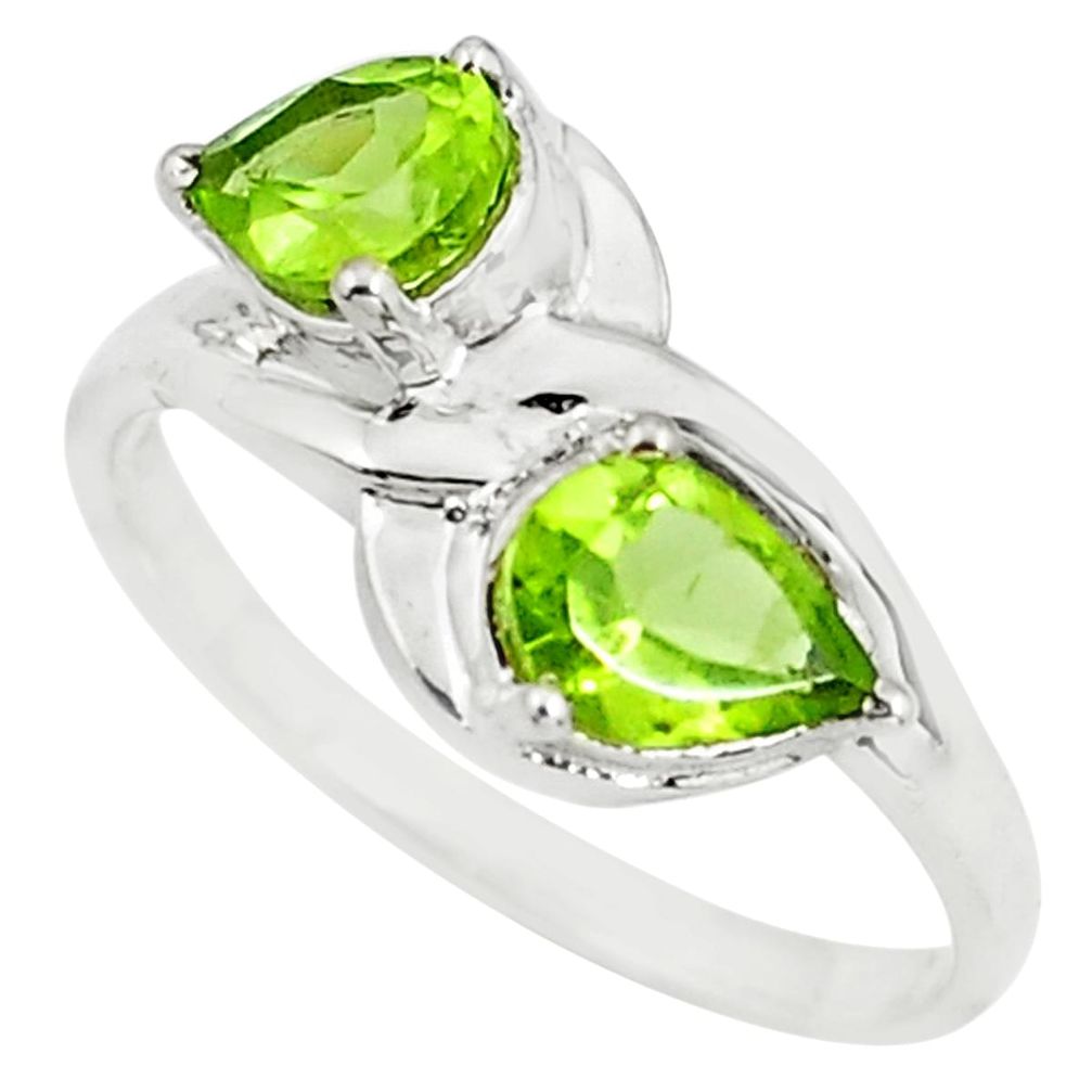 3.26cts natural green peridot 925 sterling silver ring jewelry size 7 p73032