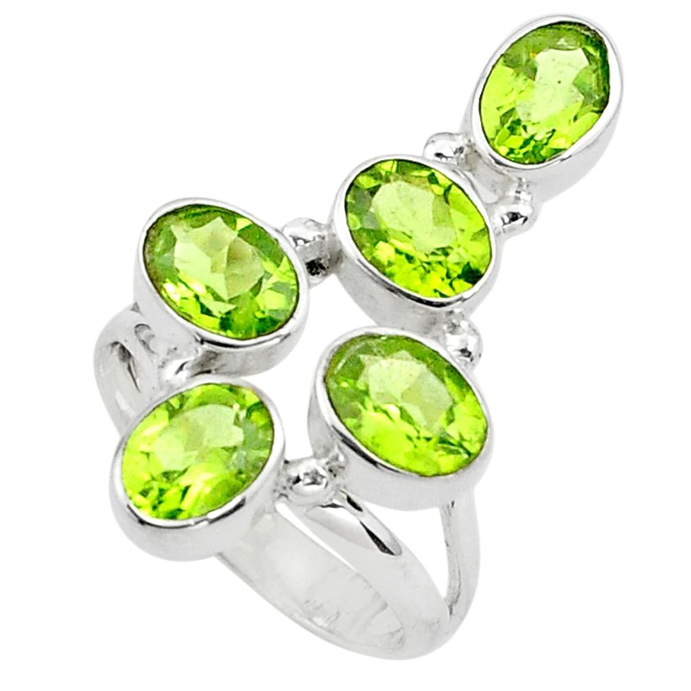 7.51cts natural green peridot 925 sterling silver ring jewelry size 7 p77601