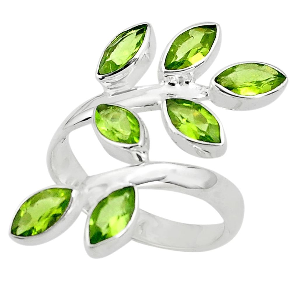 12.62cts natural green peridot 925 sterling silver ring jewelry size 8.5 p77641
