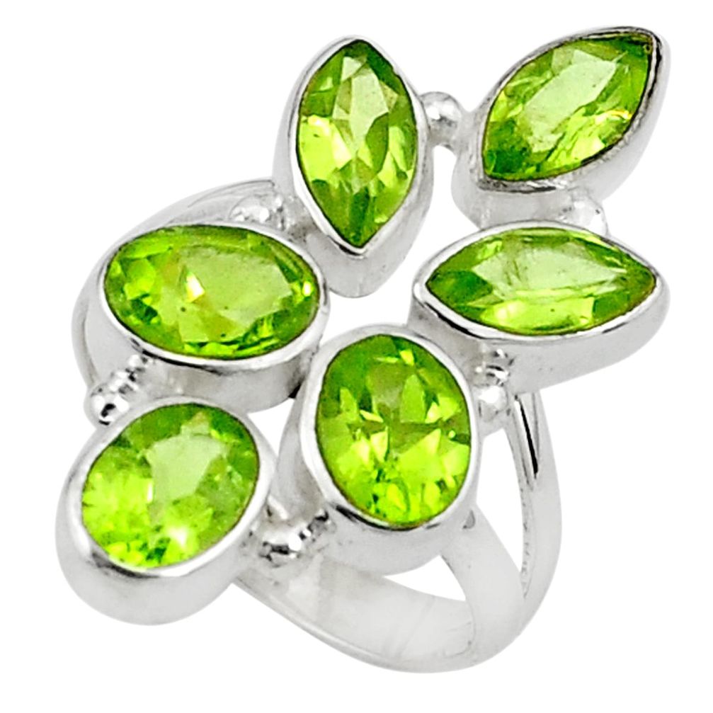 10.37cts natural green peridot 925 sterling silver ring jewelry size 6.5 p77734