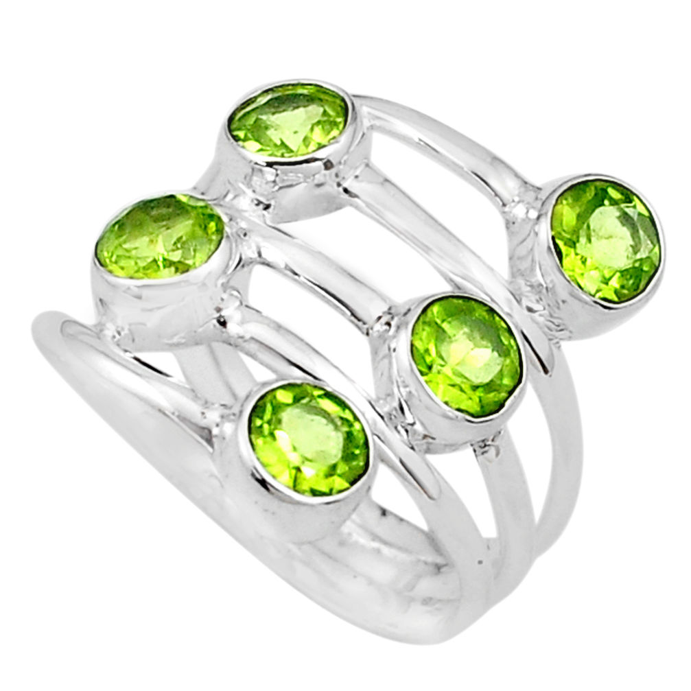 4.50cts natural green peridot 925 sterling silver ring jewelry size 7 p77750