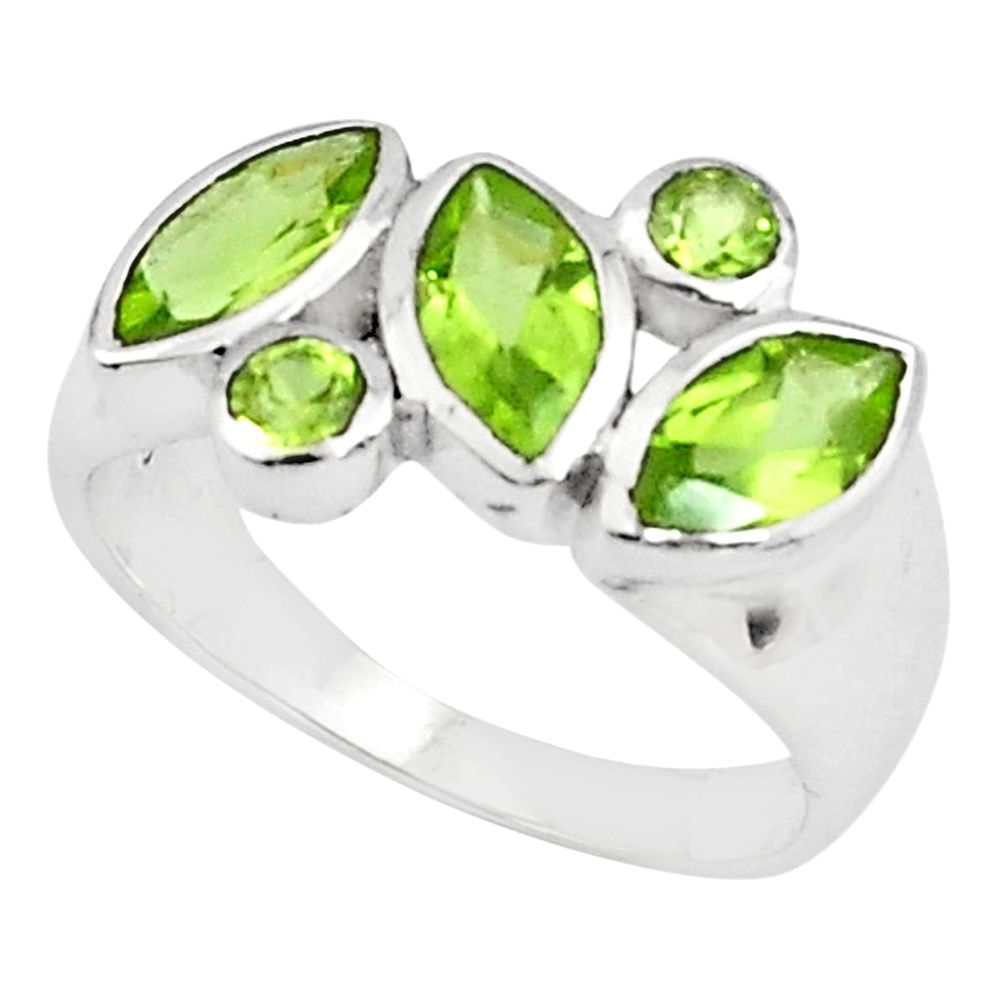 6.03cts natural green peridot 925 sterling silver ring jewelry size 5.5 p81534
