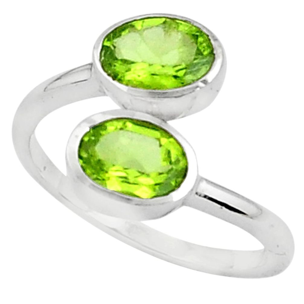 3.18cts natural green peridot 925 sterling silver ring jewelry size 6 p81569