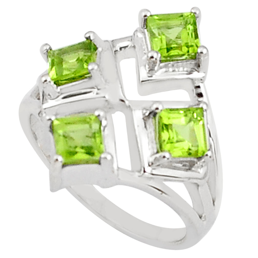 2.28cts natural green peridot 925 sterling silver ring jewelry size 8 p81727