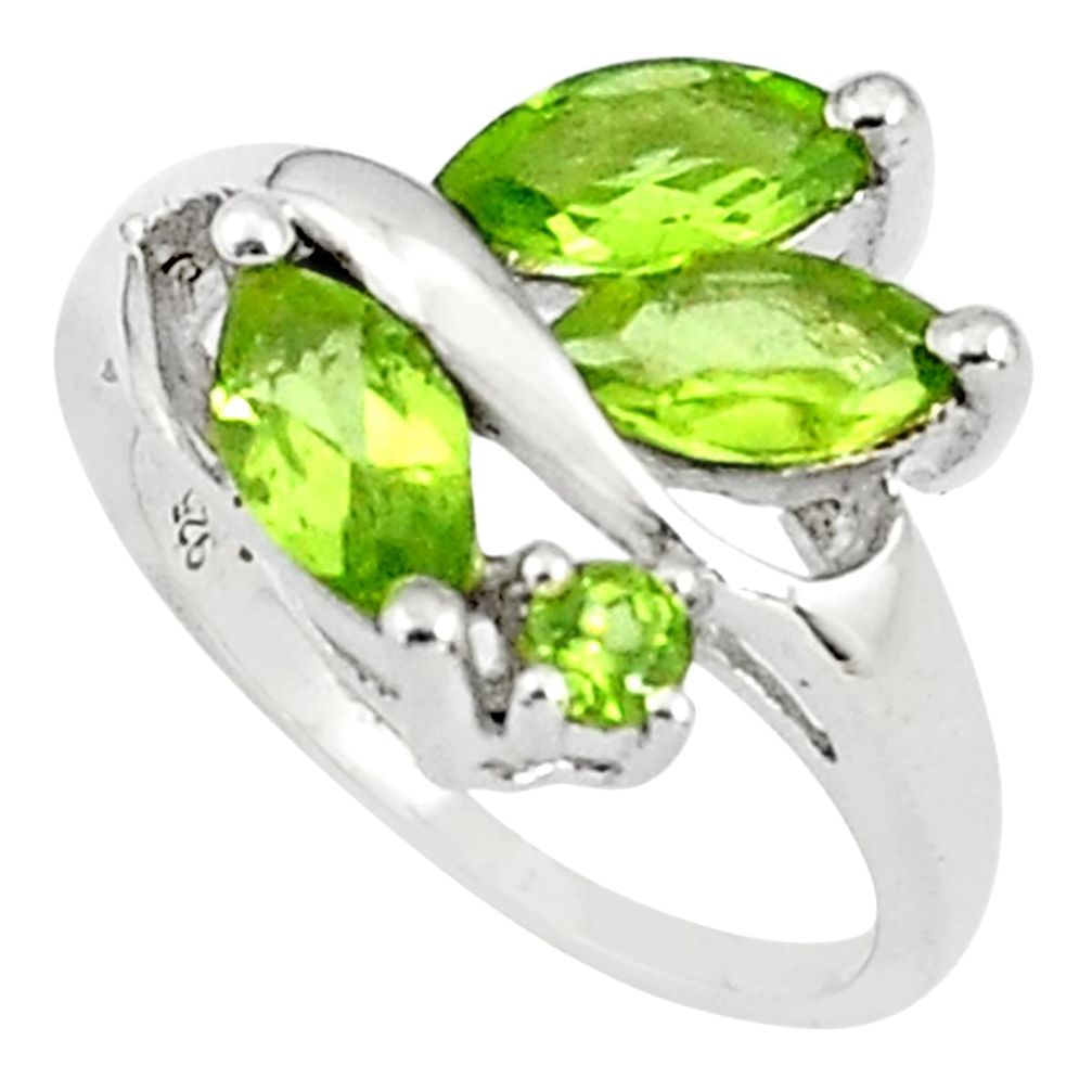 5.45cts natural green peridot 925 sterling silver ring jewelry size 7.5 p81796