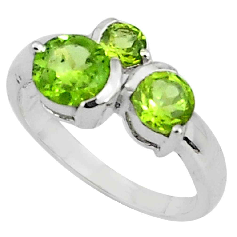 3.73cts natural green peridot 925 sterling silver ring jewelry size 6.5 p81942