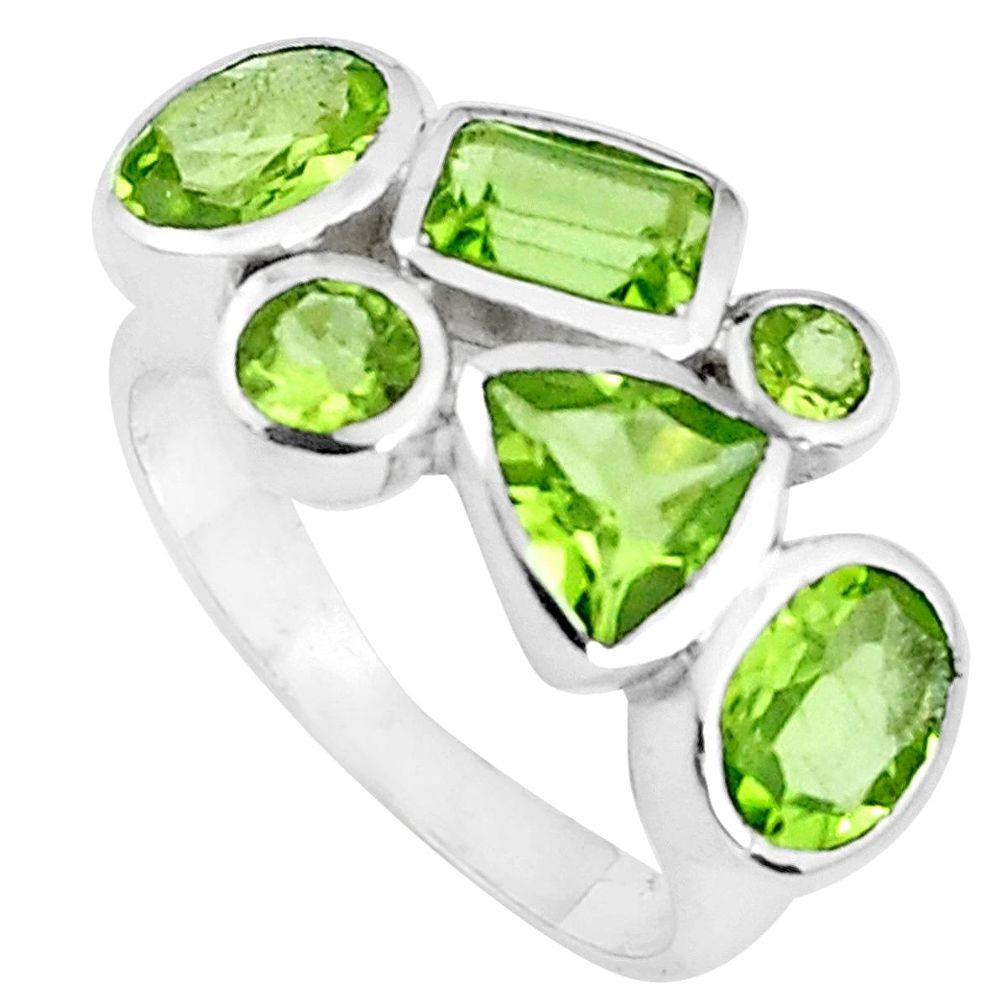 6.58cts natural green peridot 925 sterling silver ring jewelry size 6.5 p82809