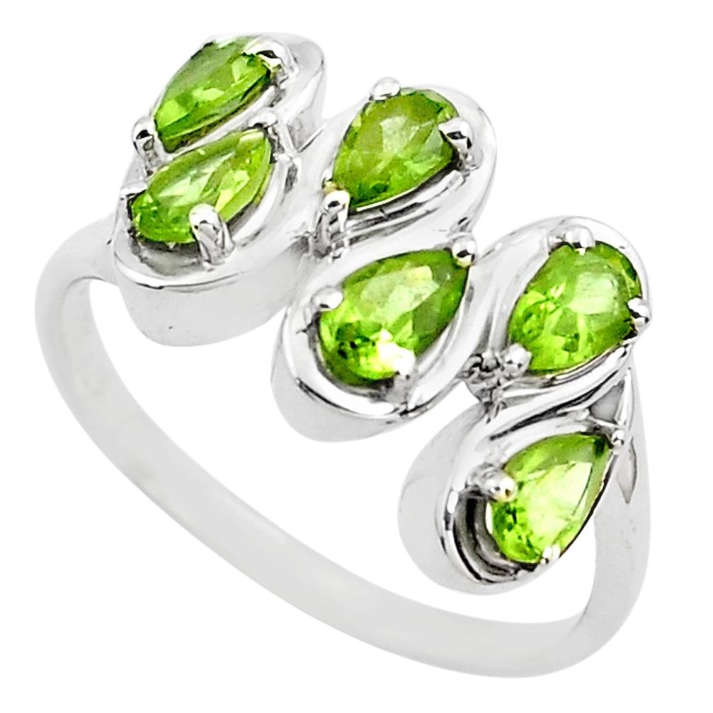 4.06cts natural green peridot 925 sterling silver ring jewelry size 6.5 p82854