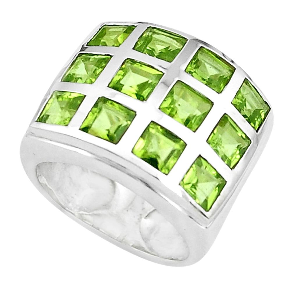 6.34cts natural green peridot 925 sterling silver ring jewelry size 8.5 p82958