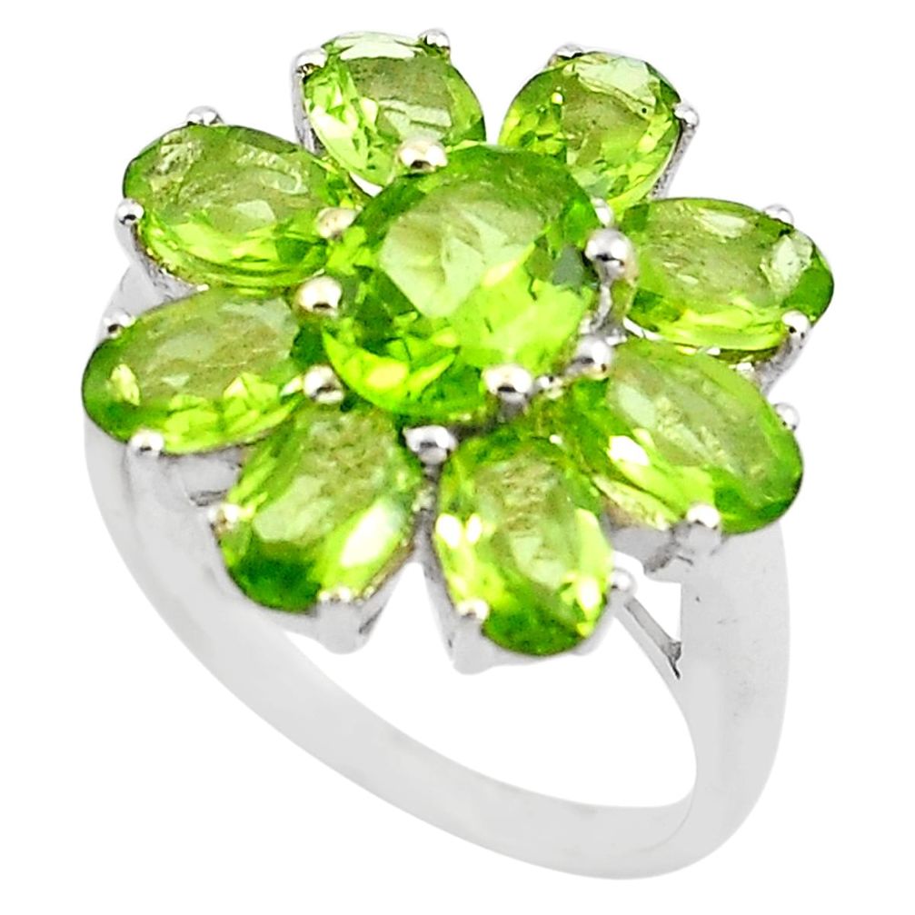 8.83cts natural green peridot 925 sterling silver ring jewelry size 5.5 p82976