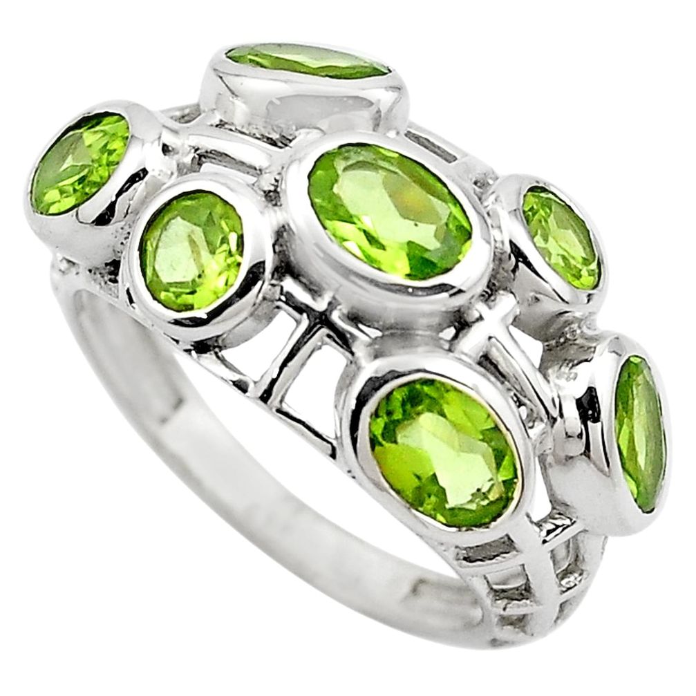 6.48cts natural green peridot 925 sterling silver ring jewelry size 6.5 p83123