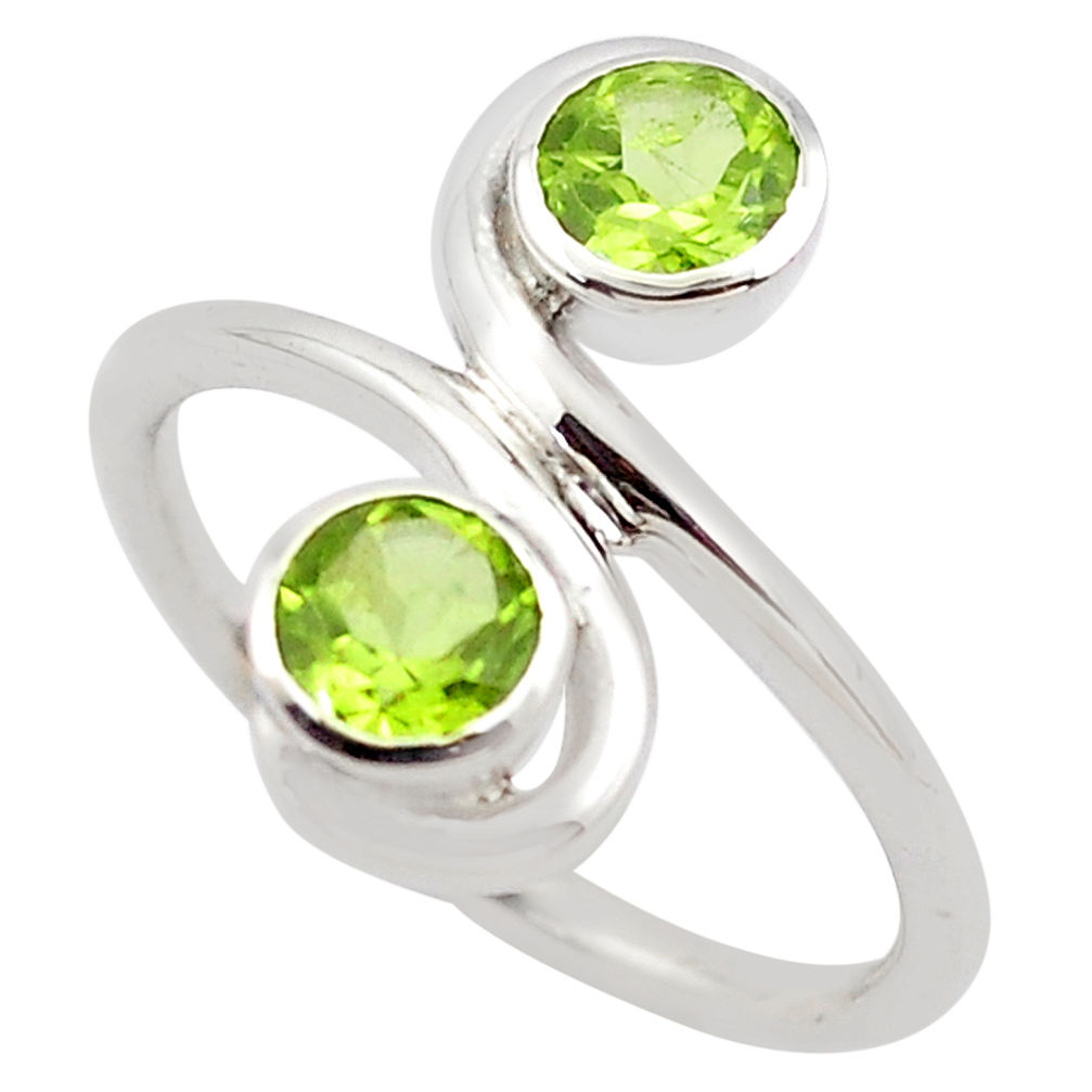 1.84cts natural green peridot 925 sterling silver ring jewelry size 6.5 p83207