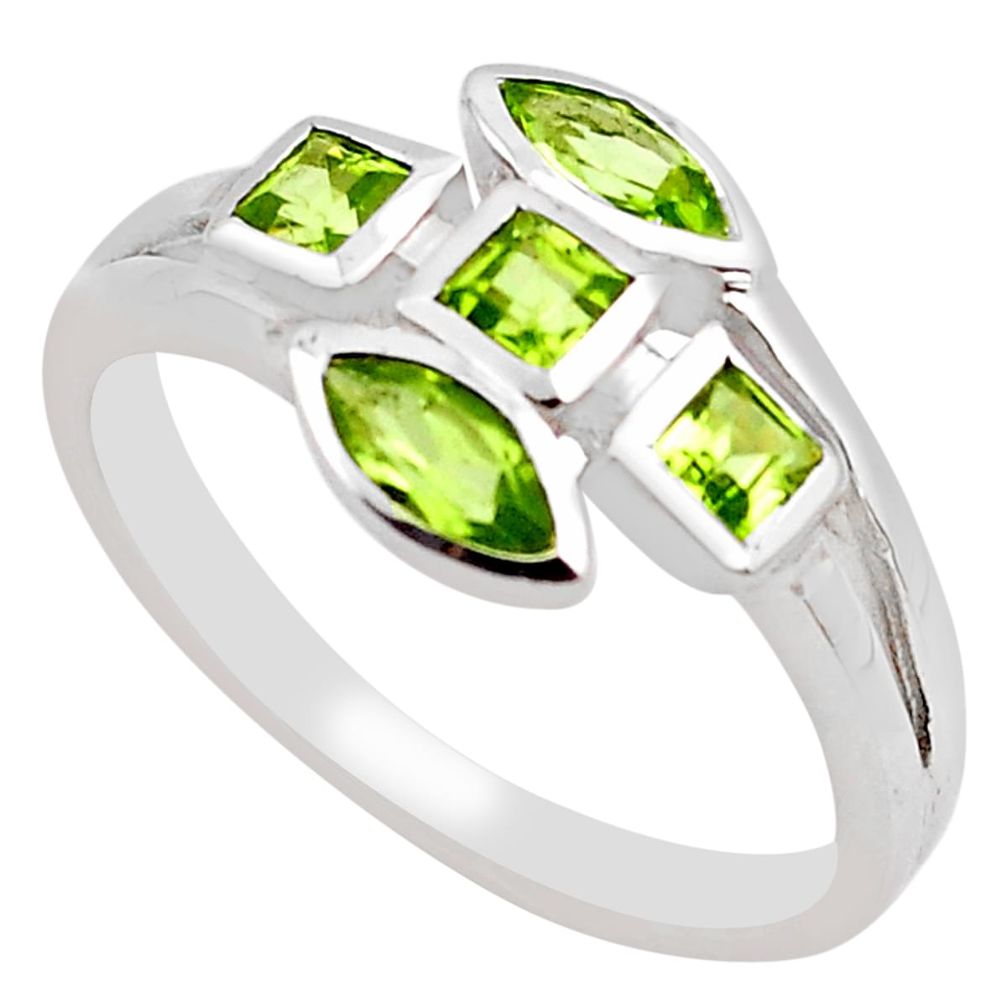 2.71cts natural green peridot 925 sterling silver ring jewelry size 5.5 p83291