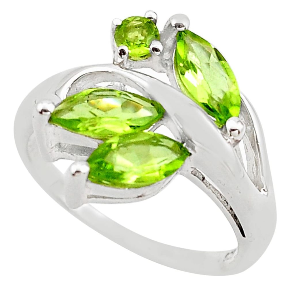 4.84cts natural green peridot 925 sterling silver ring jewelry size 7 p83396