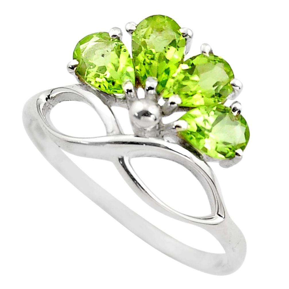 4.34cts natural green peridot 925 sterling silver ring jewelry size 7.5 p83505