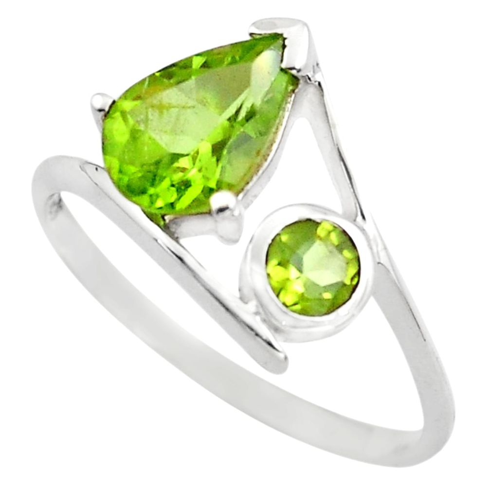 2.73cts natural green peridot 925 sterling silver ring jewelry size 7.5 p83547