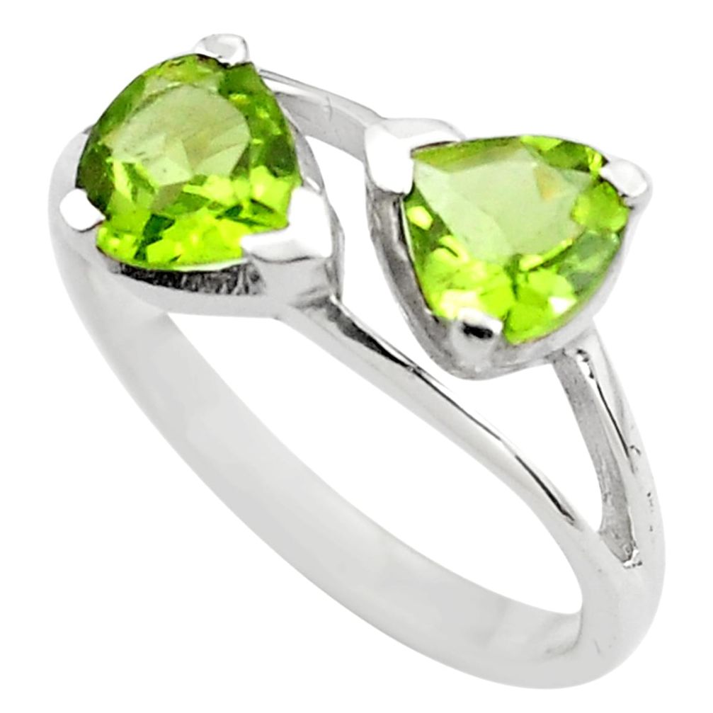 2.96cts natural green peridot 925 sterling silver ring jewelry size 6.5 p83628