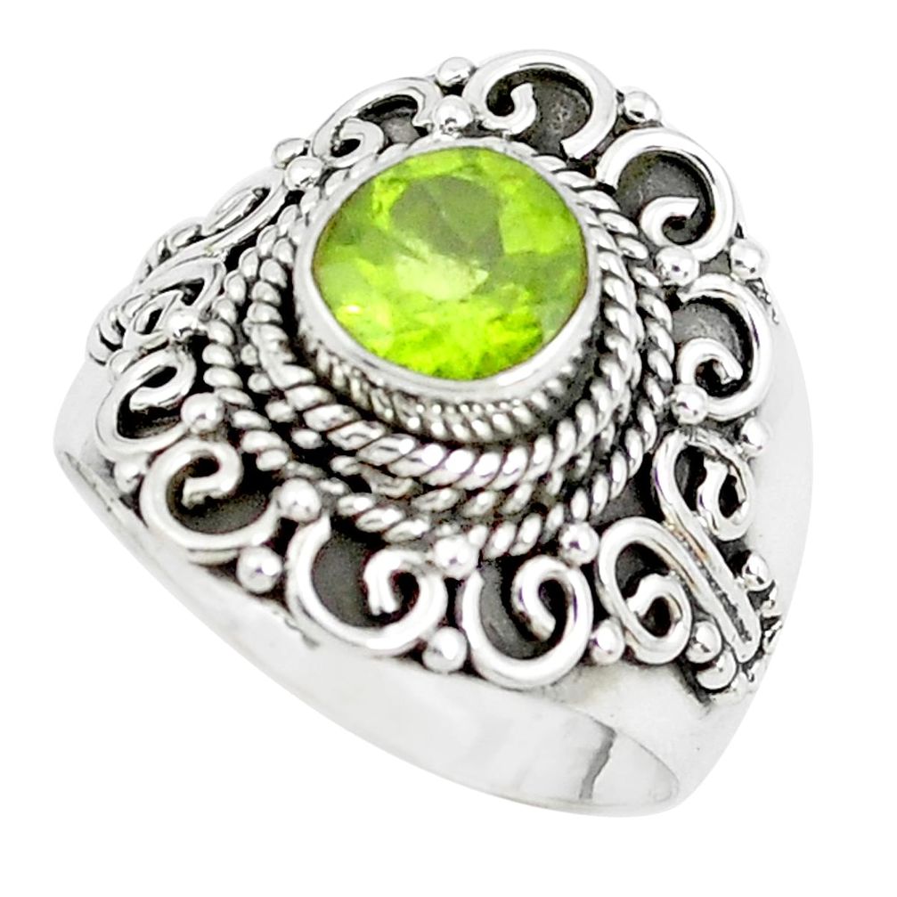 2.58cts natural green peridot 925 sterling silver solitaire ring size 7 p51126