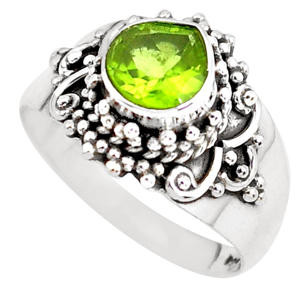 2.95cts natural green peridot 925 sterling silver solitaire ring size 8 p51135