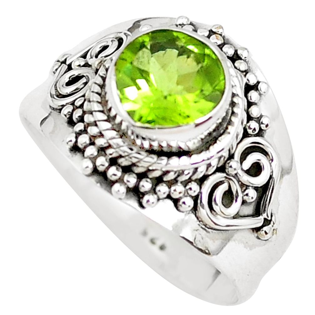 3.11cts natural green peridot 925 sterling silver solitaire ring size 7.5 p51141