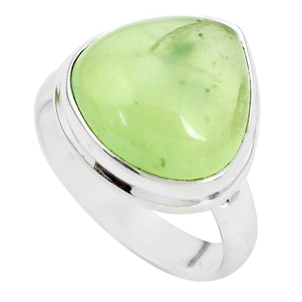 11.27cts natural green prehnite 925 silver solitaire ring jewelry size 8 p33014