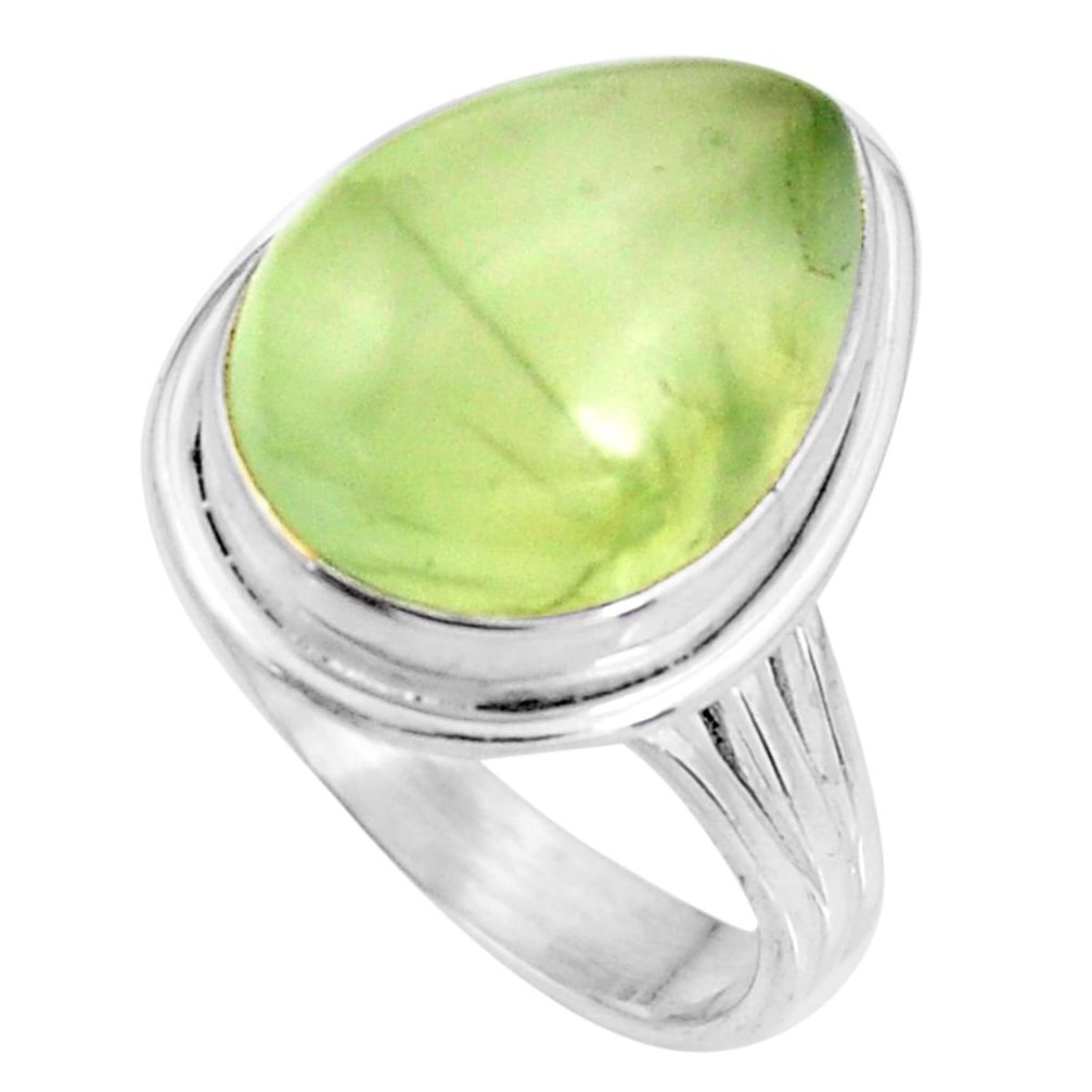13.55cts natural green prehnite 925 silver solitaire ring jewelry size 10 p92642