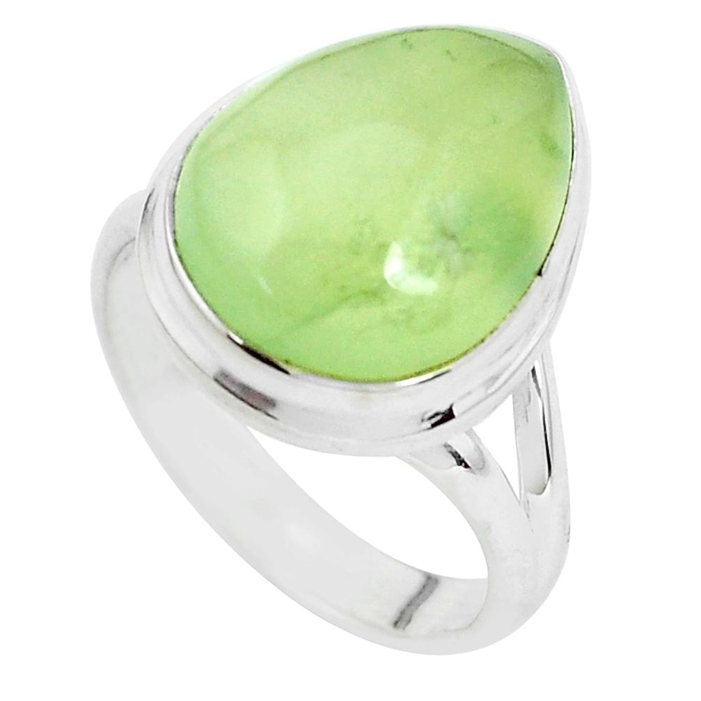 10.02cts natural green prehnite 925 silver solitaire ring size 7.5 p33008