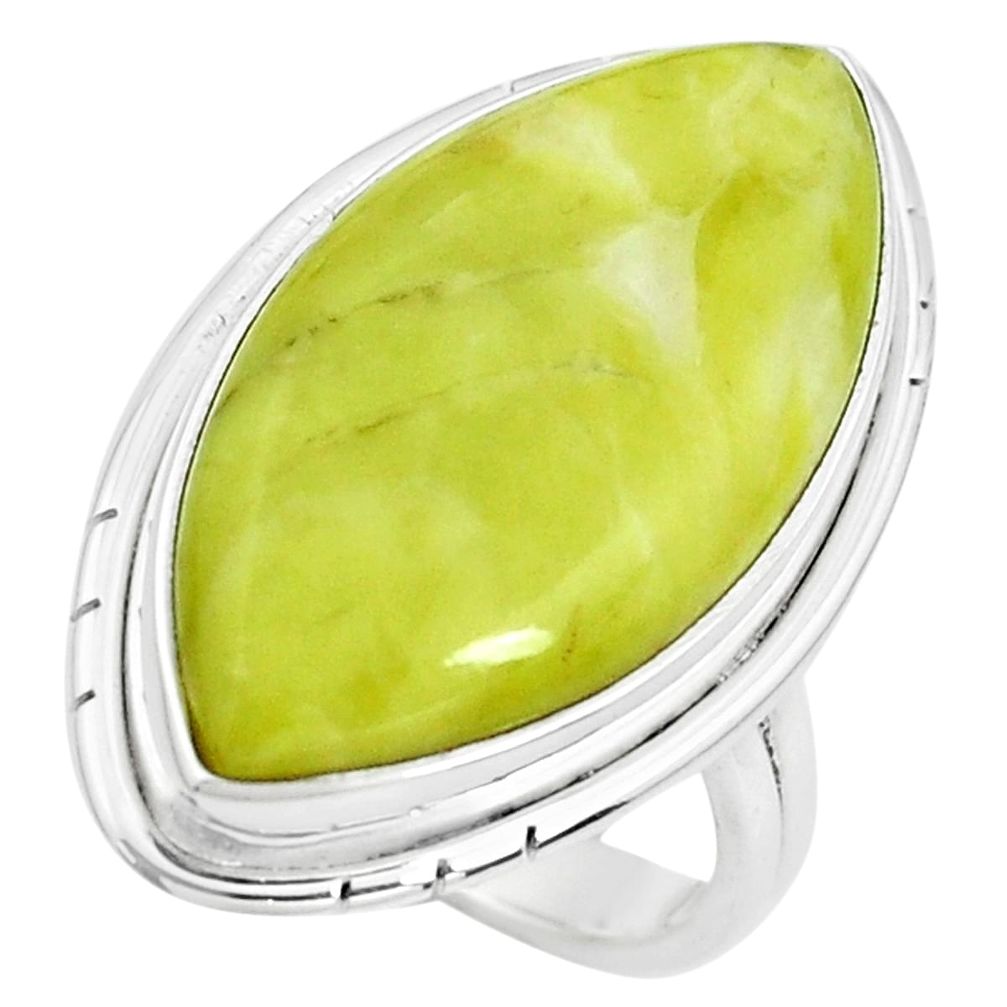 17.20cts natural green serpentine 925 silver solitaire ring size 7 p38884