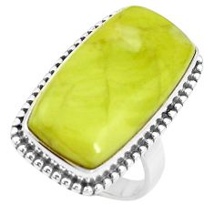 18.54cts natural green serpentine 925 silver solitaire ring size 7 p38887