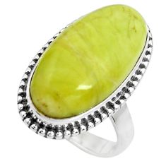16.17cts natural green serpentine 925 silver solitaire ring size 8.5 p38893