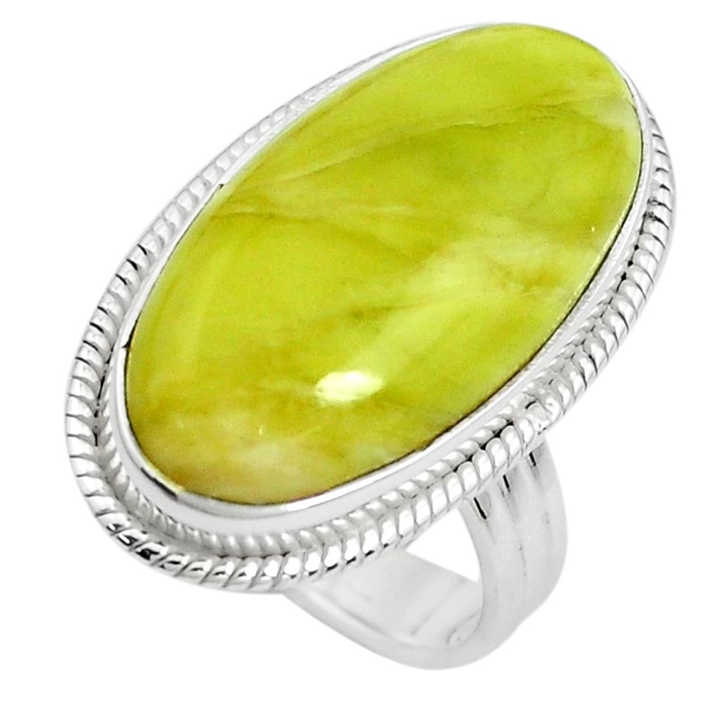 17.20cts natural green serpentine 925 silver solitaire ring size 7 p38894