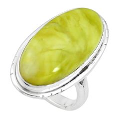 16.24cts natural green serpentine 925 silver solitaire ring size 6 p38899