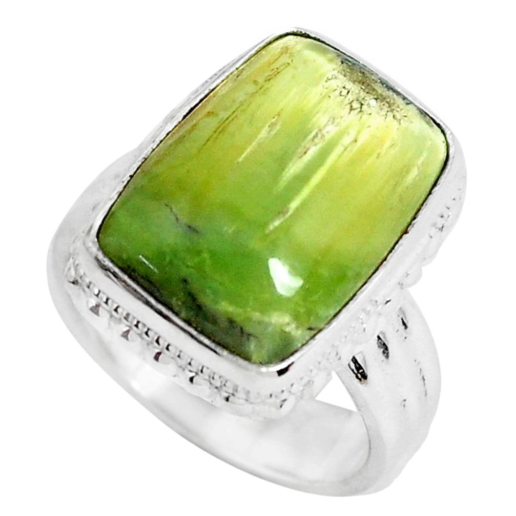 11.02cts natural green swiss imperial opal silver solitaire ring size 6.5 d31369