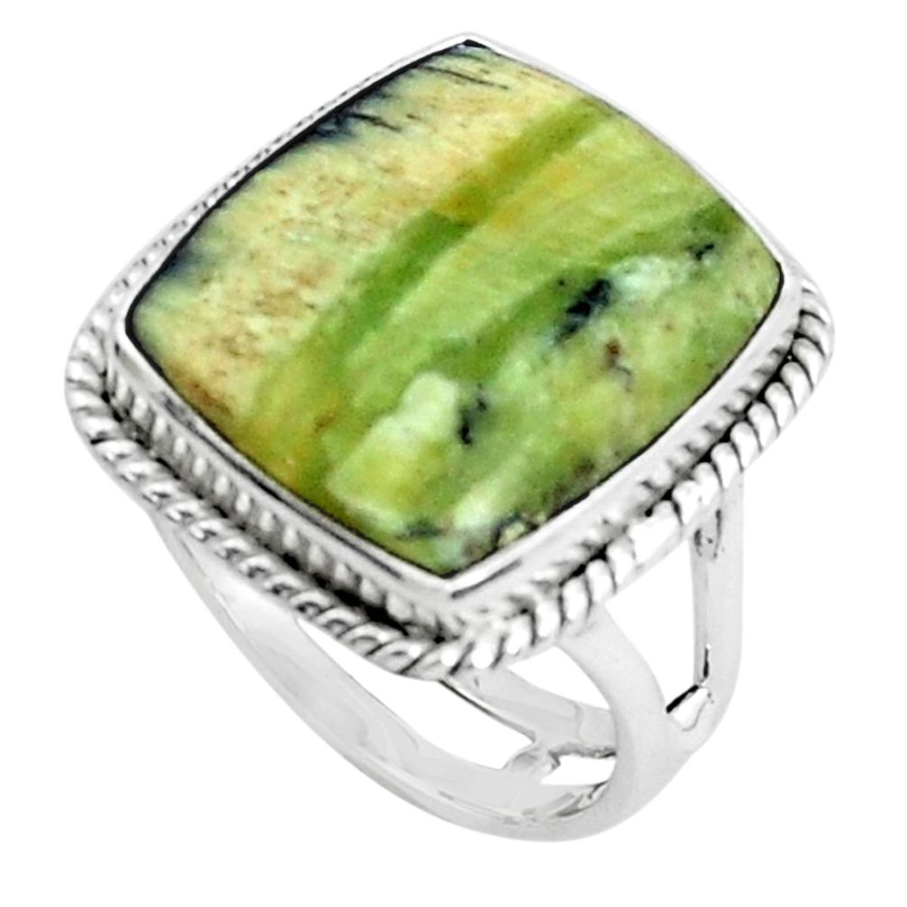 15.39cts natural green swiss imperial opal silver solitaire ring size 8.5 p45963