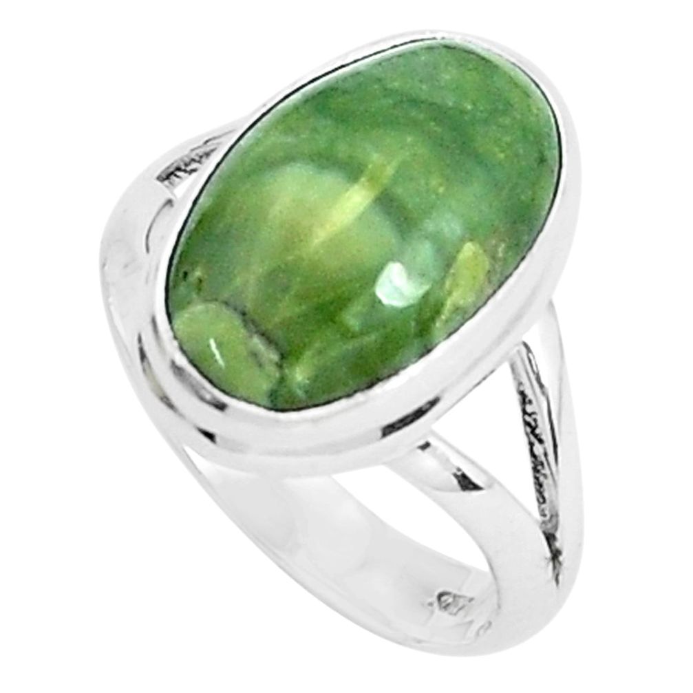 10.31cts natural green swiss imperial opal silver solitaire ring size 9 p45966