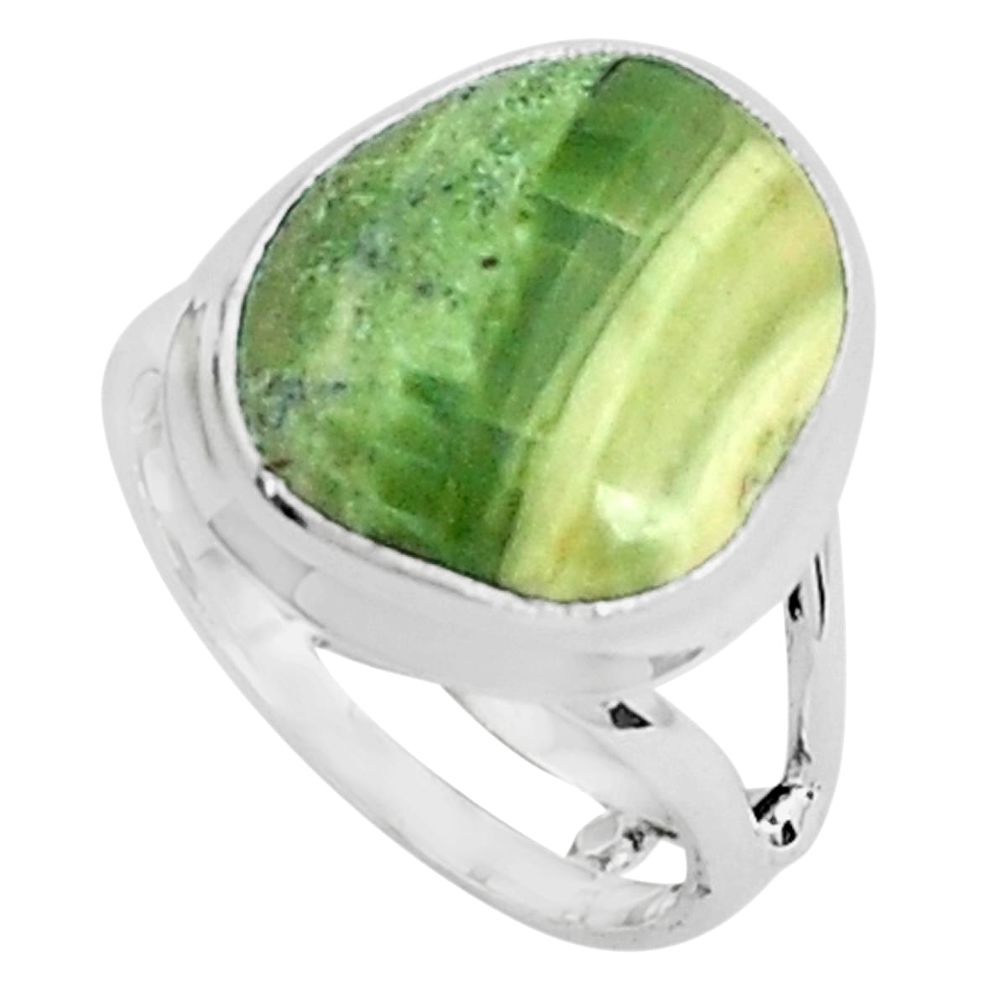 11.57cts natural green swiss imperial opal silver solitaire ring size 7.5 p45967