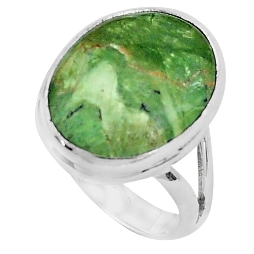 13.70cts natural green swiss imperial opal silver solitaire ring size 9.5 p45970