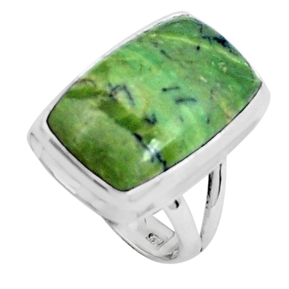 14.20cts natural green swiss imperial opal silver solitaire ring size 6 p45972